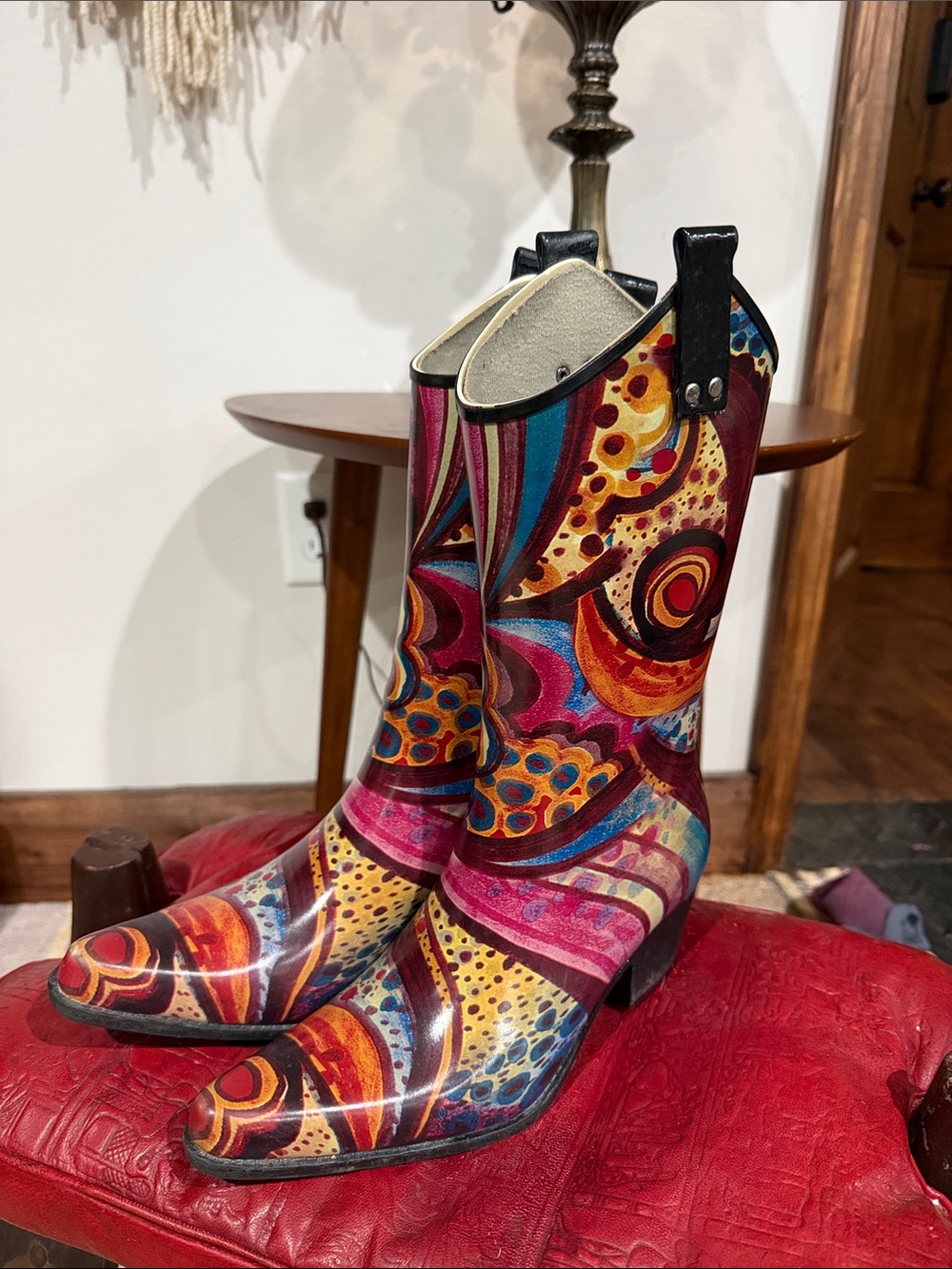 Nomad Multicolor Abstract Pattern Cowboy Rain Boots